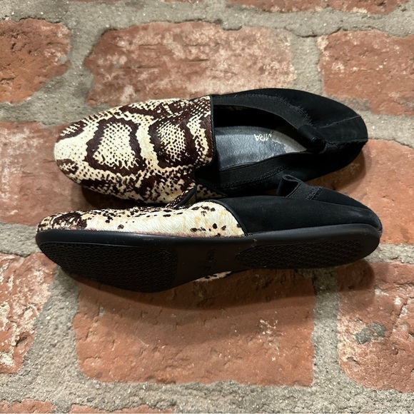 Yosi Samra Calf Loafers Size 8 Brown Black Cream Foldable Fla - Picture 6 of 16